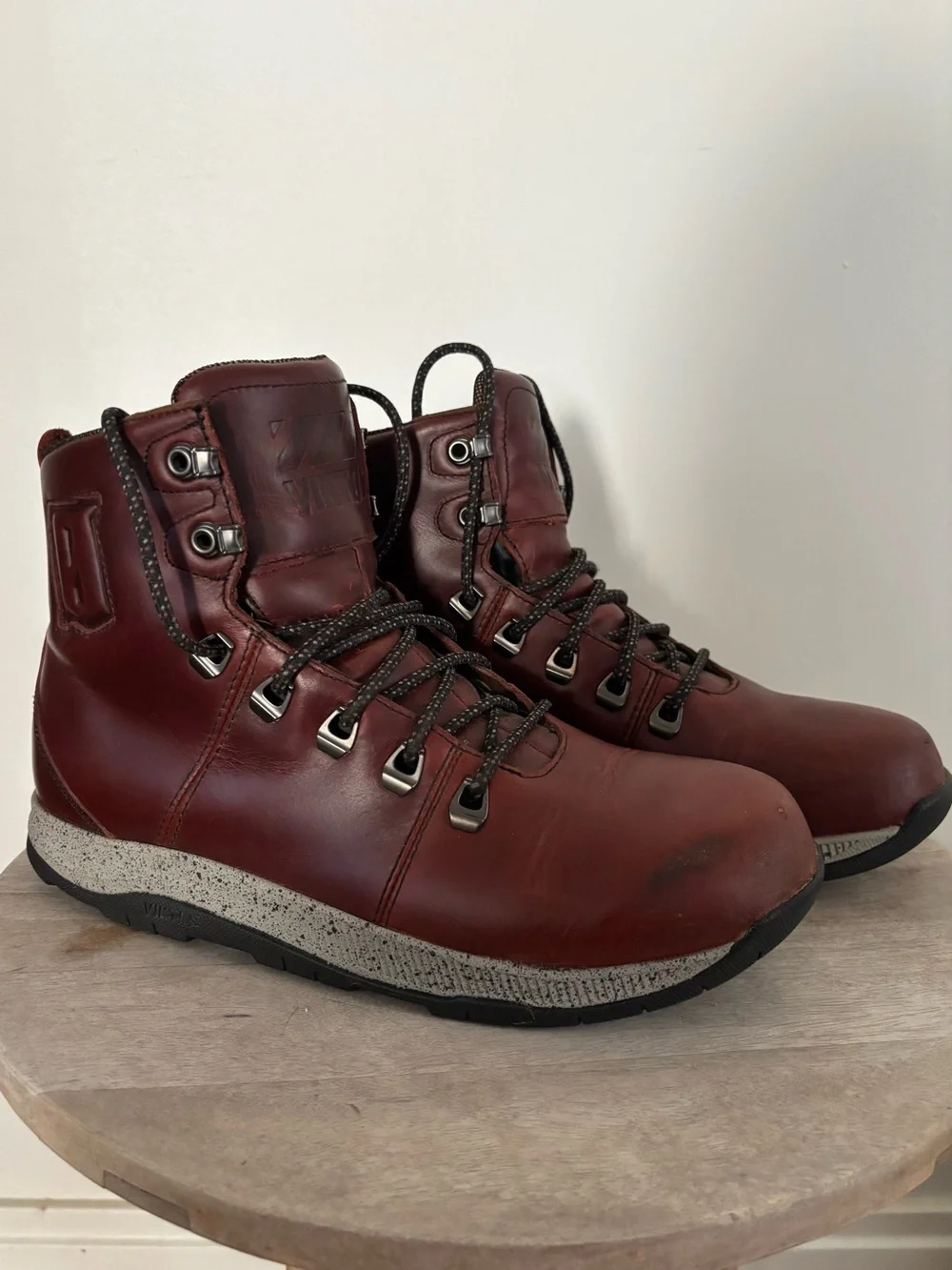 Men's Burgundy Leather Lace-Up Trail waterproof Boots